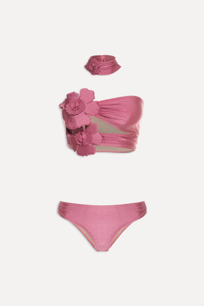 Solid Flower Power Cut-Out Choker Bikini from Adriana Degreas