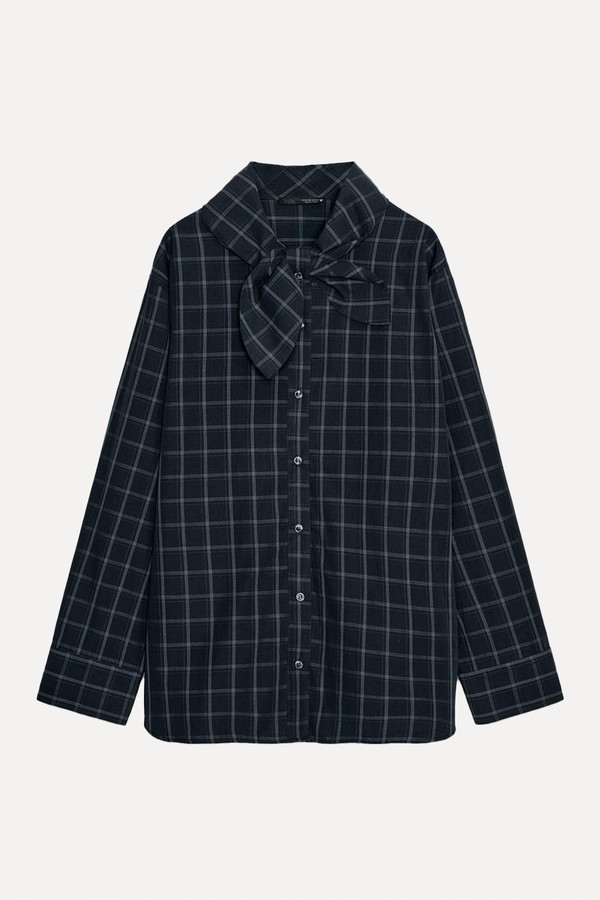 Check Poplin Shirt With Pocket Square from Zara