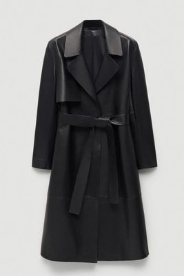 100% Leather Trench Coat from Mango