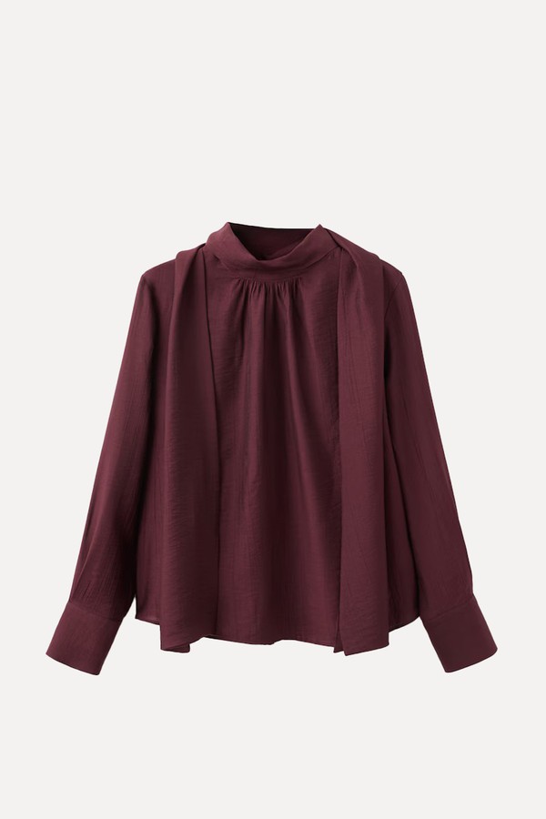 Long-Sleeve Blouse With A Scarf Collar from Mango