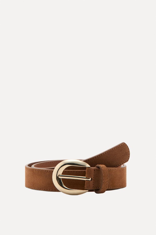 Leather Belt With Oval Buckle