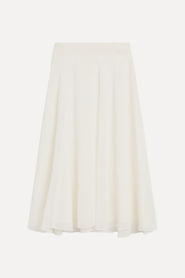 Midi Skirt With Yoke & Flounce
