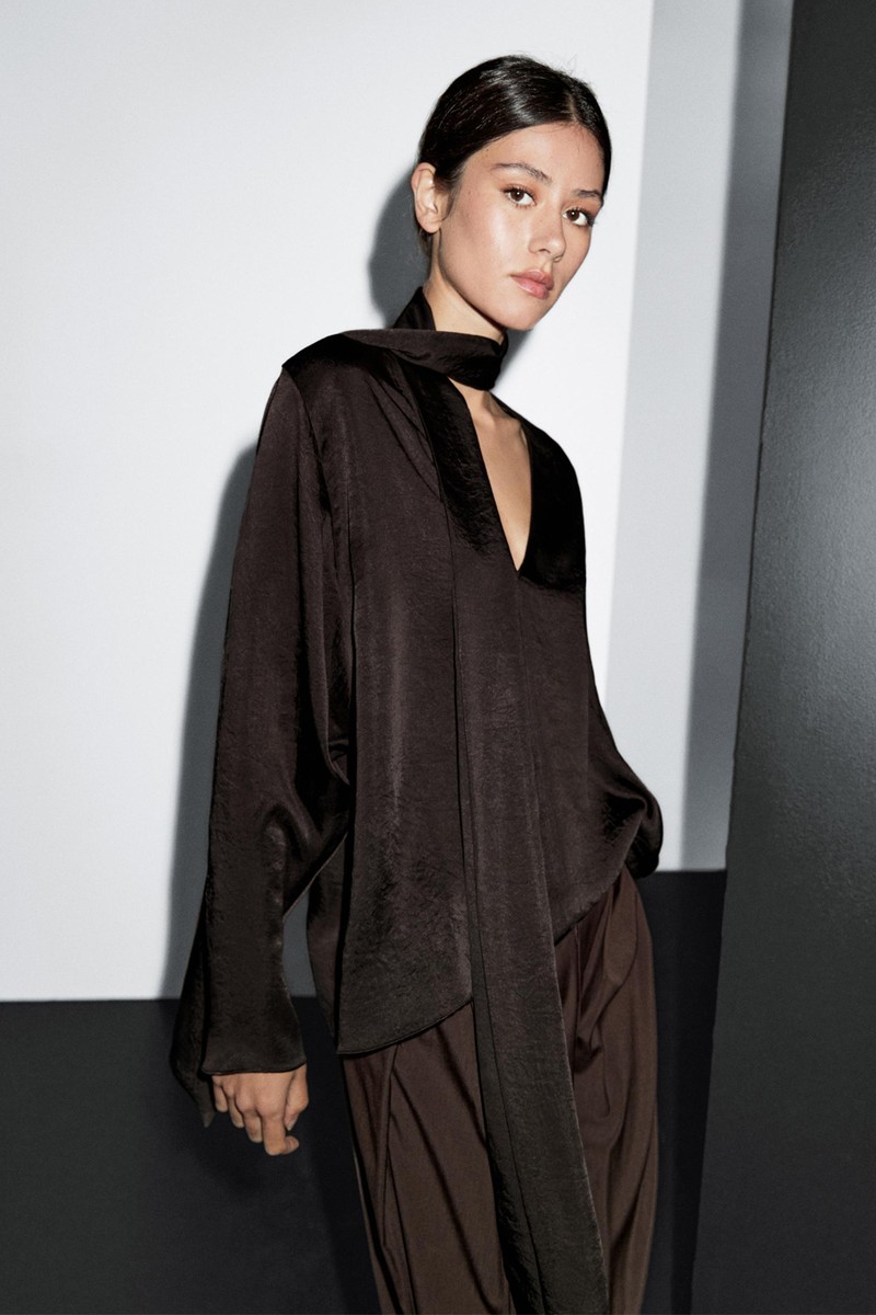 Flowing Blouse With Tie from Massimo Dutti