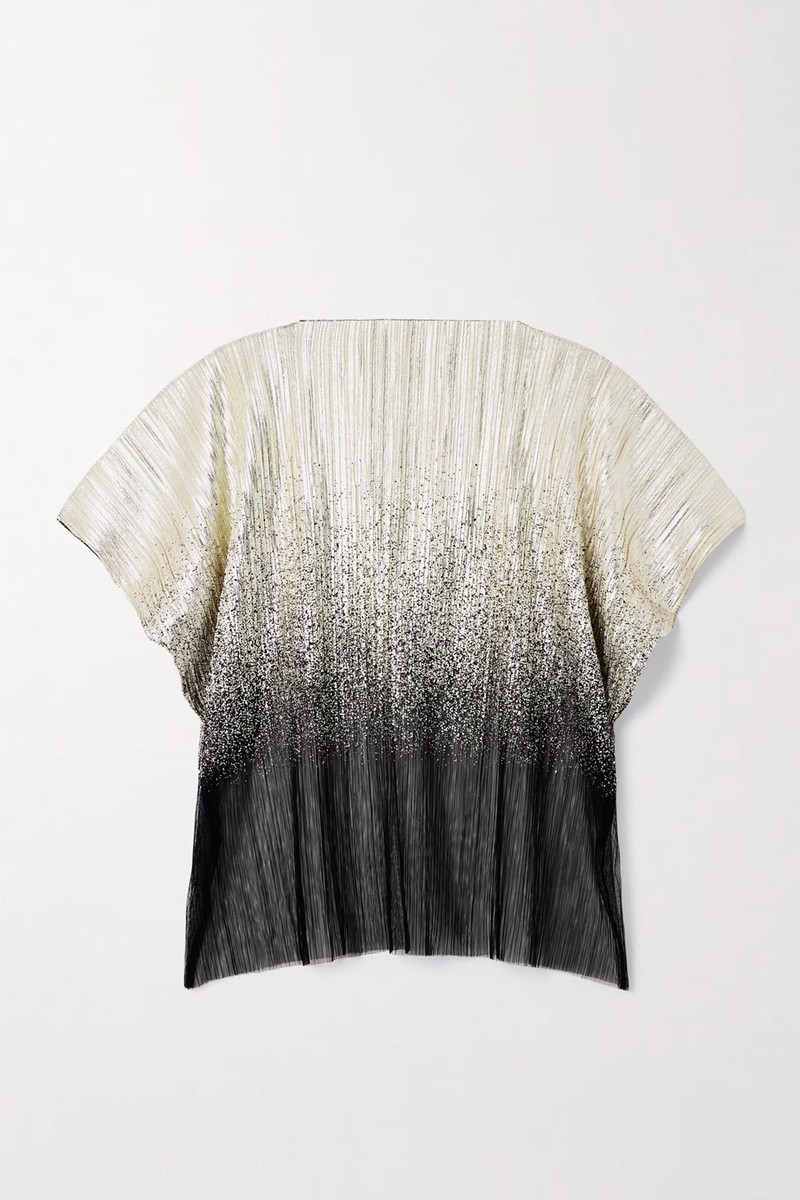 Metallic Plissé-Tulle Blouse from Dima Ayad