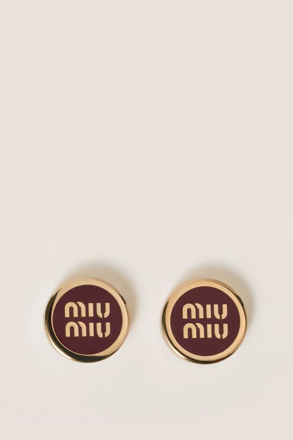 Enameled Metal Earrings from Miu Miu