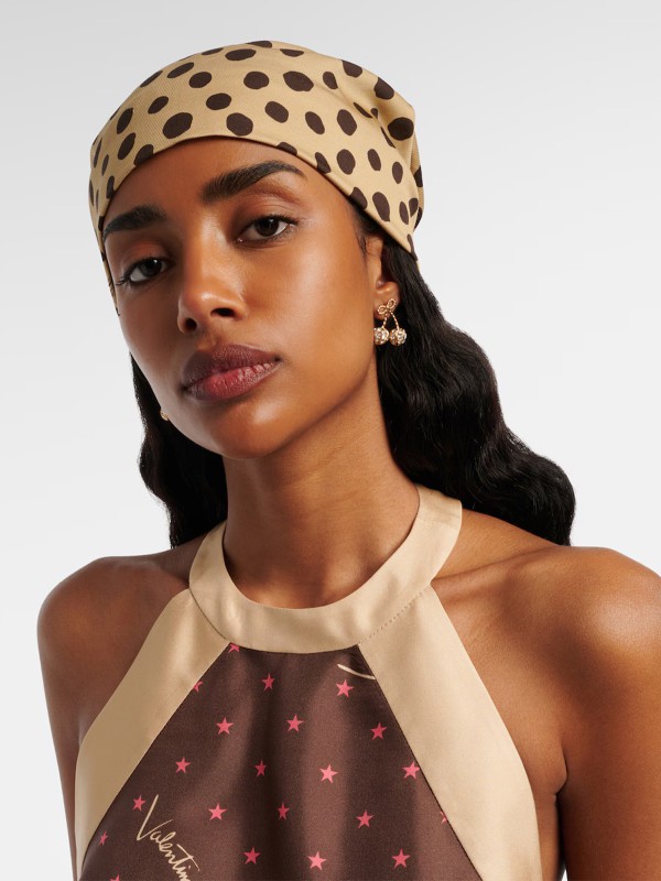 Polka-Dot Cotton & Silk Head Wrap