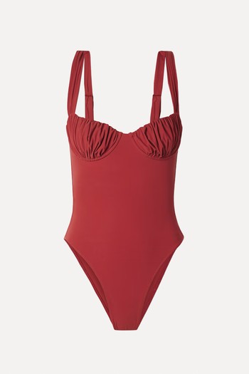 Frida Ruched Recycled Underwired Swimsuit from Faithfull