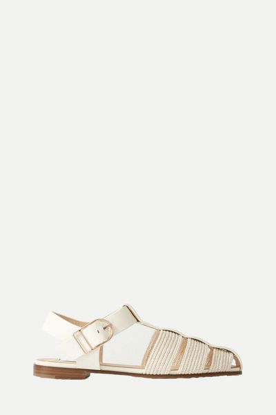 Calla Striped Crochet-Knit & Leather Sandals from Gabriela Hearst