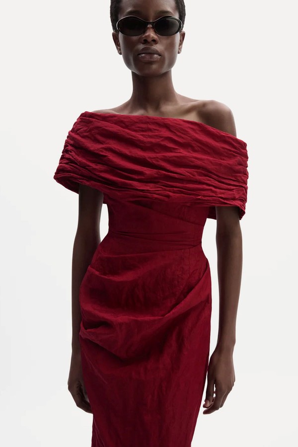Off-Shoulder Draped Midi Dress from Magda Butrym