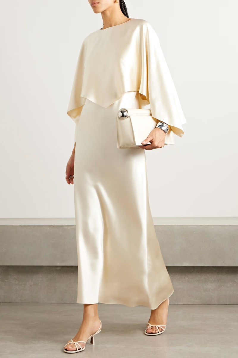 Larys Asymmetric Cape-Effect Silk-Charmeuse Maxi Dress from Adam Lippes