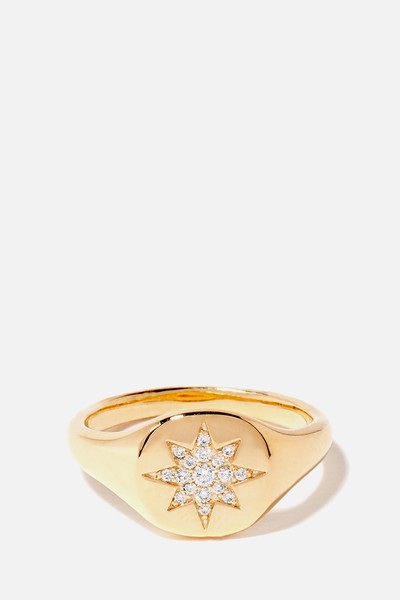 Yellow-Gold & Diamond Mini Compass Pinky Ring from David Yurman