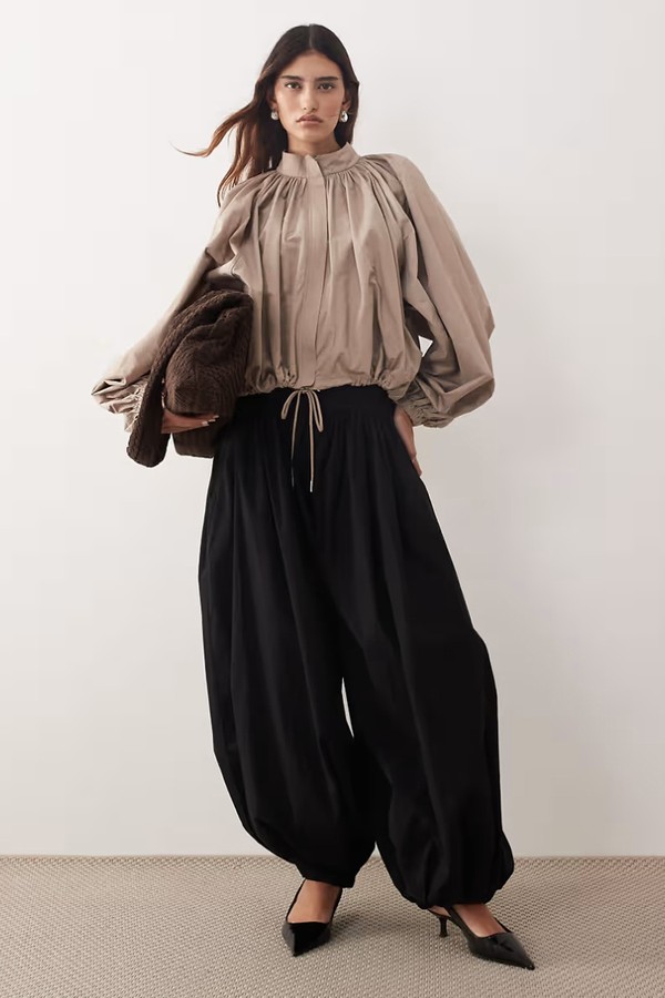 Waist Seam Detail Balloon Cuffed Trousers from Arrange