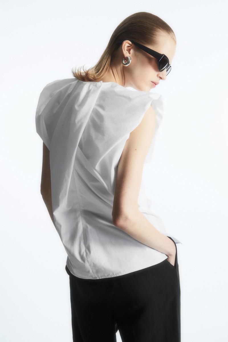 Gathered Draped Sleeveless Top