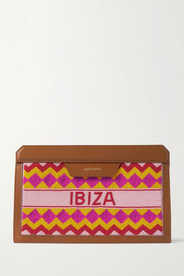 Ibiza Beaded Leather Clutch from Aquazzura