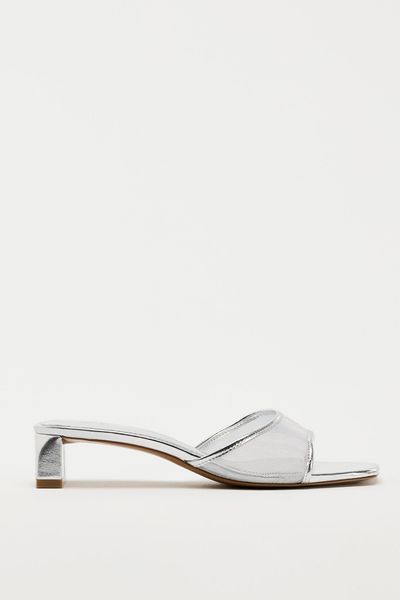 Metallic Mesh Heeled Mules from Zara