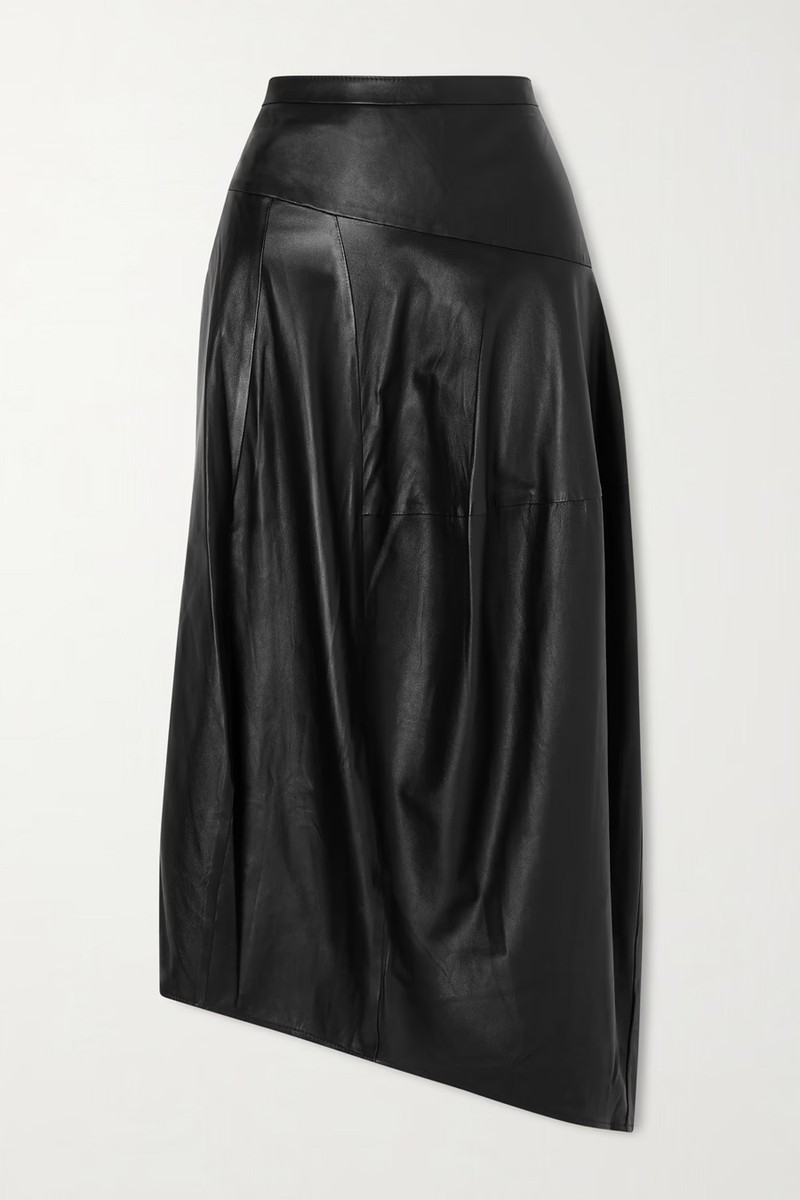 Asymmetric Leather Midi Skirt from Tibi