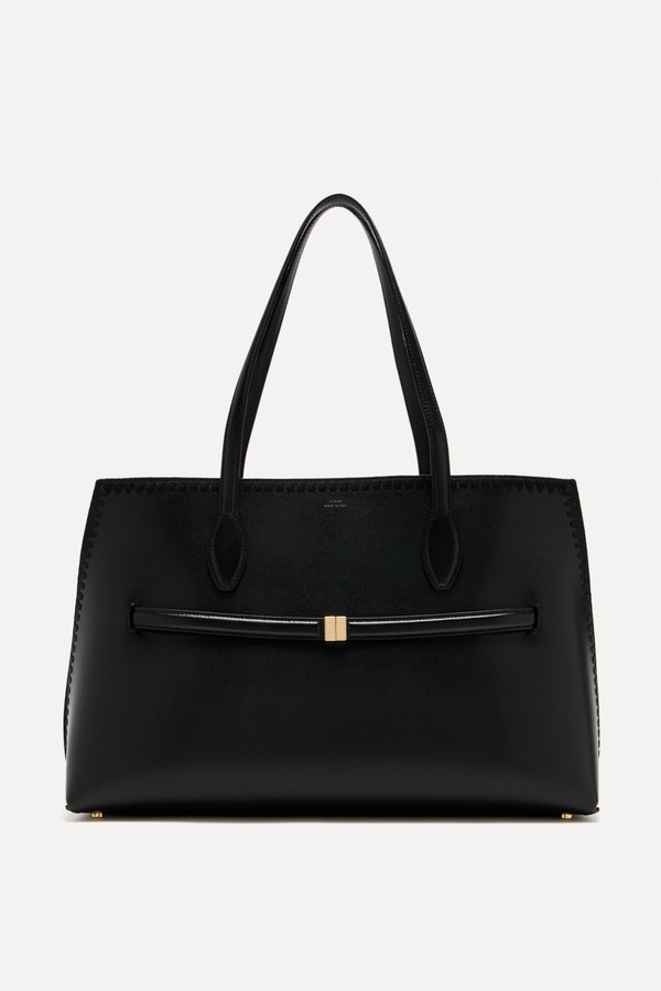 Embroidered Leather Lounge Tote Bag from Toteme