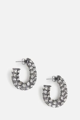 Rhinestone-Decorated Hoop Earrings from H&M