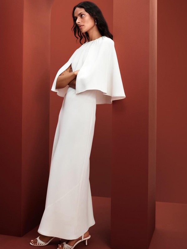 Cape Detail Midaxi Column Dress