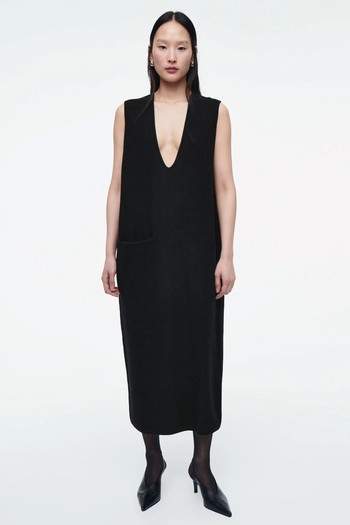 Boiled-Wool Midi Dress