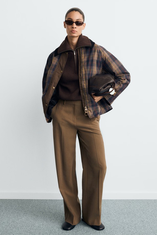 Check Parka With Contrasting Collar from Mango