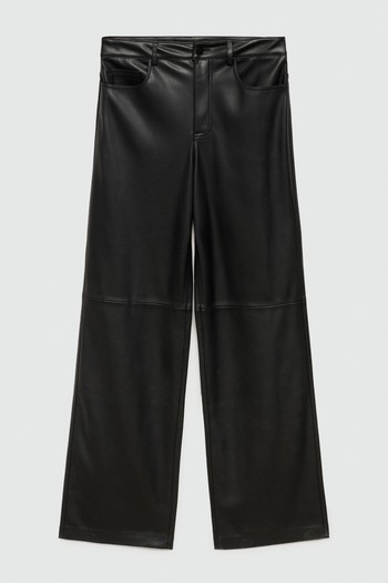 Mid-Rise Leather Effect Trousers from Mango