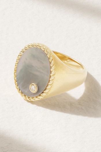 9-Karat Gold, Mother-Of-Pearl & Diamond Ring from Yvonne Léon