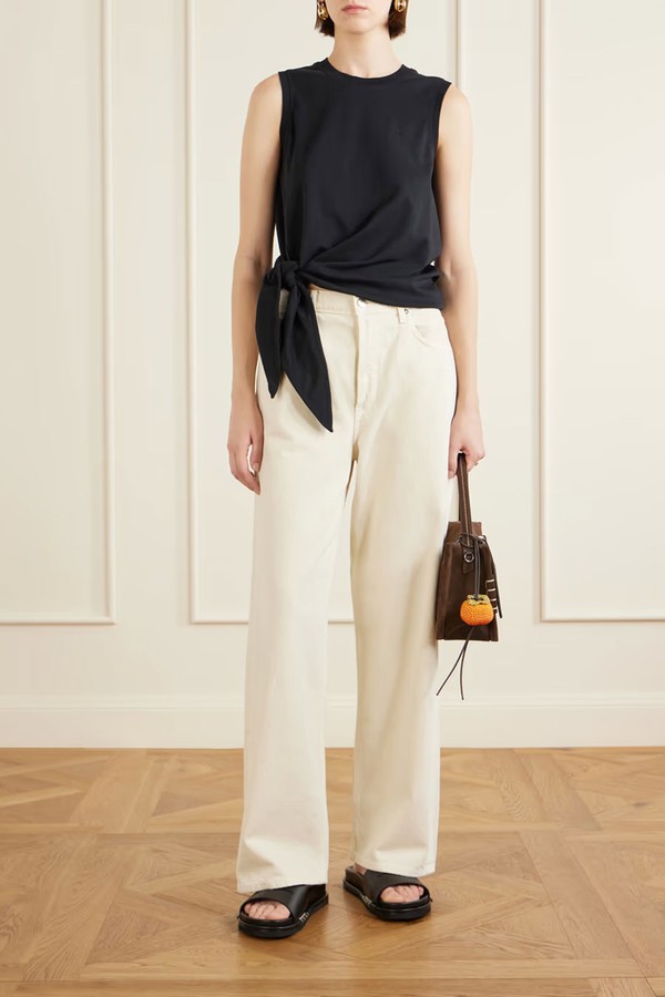 Tie-Detailed Logo-Embroidered Cotton-Jersey Tank from JW Anderson