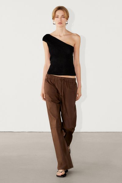 Poplin Trousers With Elasticated Waistband from Massimo Dutti