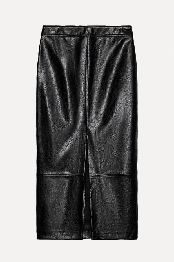 Faux Leather Midi Skirt from Zara