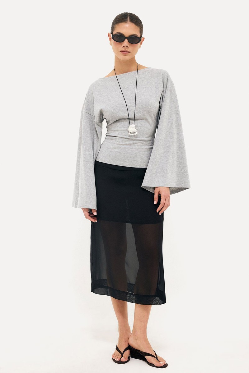 Soft Cotton Wide Sleeve Jersey Top