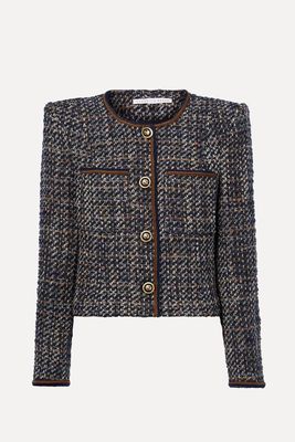 Lars Button-Embellished Metallic Tweed Jacket from Veronica Beard