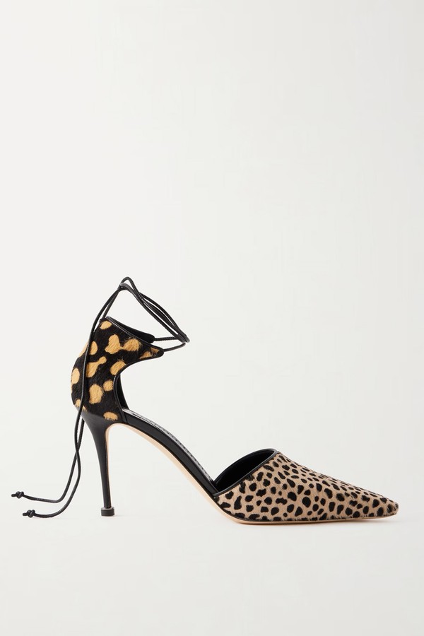 Gambis 90 Calf Hair Animal-Print Pumps from Manolo Blahnik