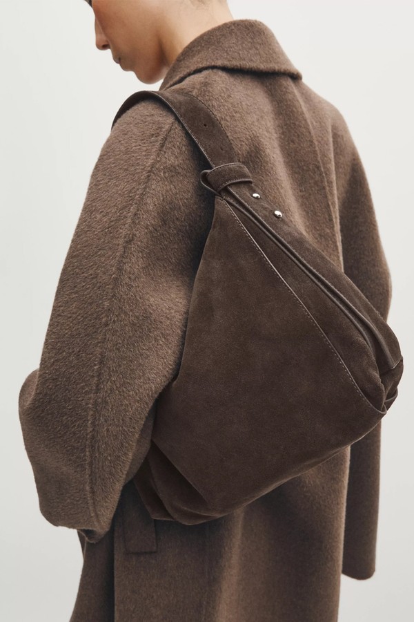 Large Split Leather Shoulder Bag from Massimo Dutti