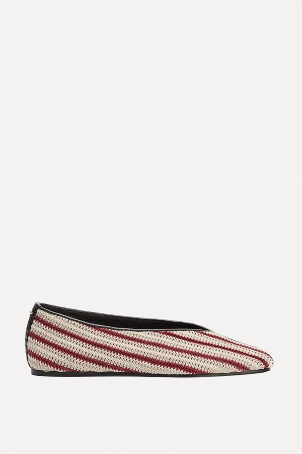 Striped Fabric Ballet Flats from Zara