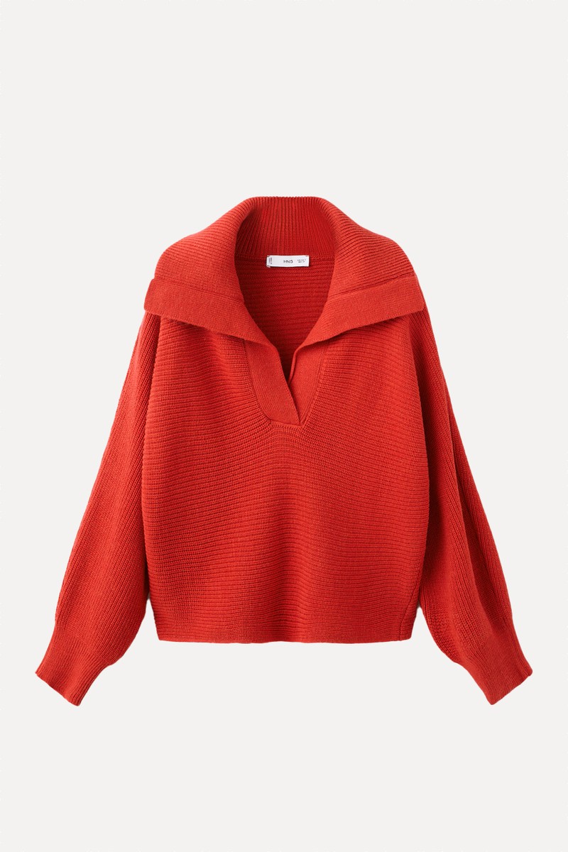 Polo-Neck Ribbed Sweater from Mango