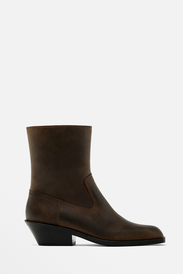 Heeled Square-Toe Ankle Boots from Massimo Dutti