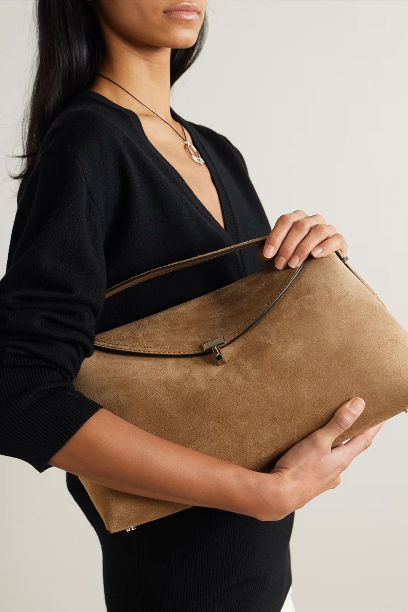 T-Lock Suede Shoulder Bag from Toteme