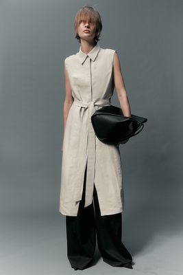Linen-Blend Shirt Dress, AED 299