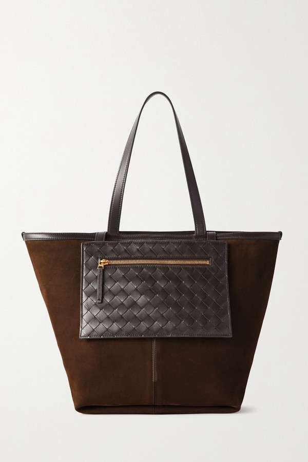 Flip-Flap suede and intrecciato leather shoulder bag from Bottega Veneta