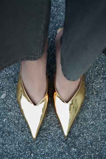 Metallic High-Heel Mules, AED 229 | Zara