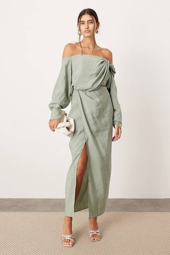 Twist Off Shoulder Midi Dress from ASOS Edition