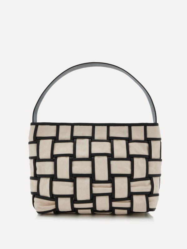 Border Woven Leather Mini Tote Bag