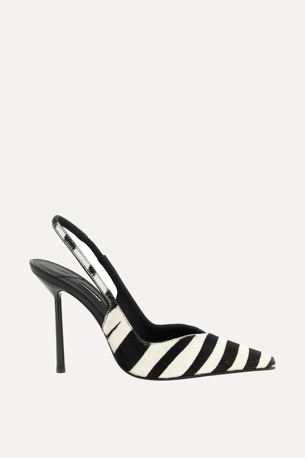 Zebra-Pattern Stiletto Slingback Heeled Pumps from Le Silla