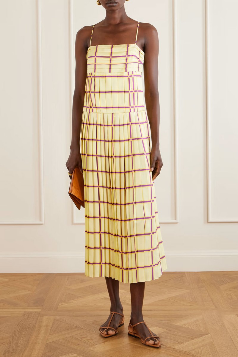 Agata Checked Silk-Twill Midi Dress from Emilia Wickstead