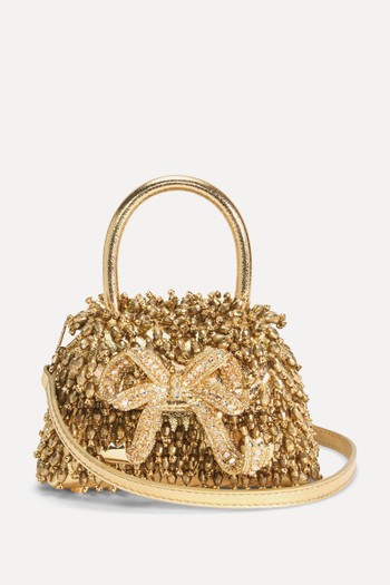 Gold Crystal Embroidery Micro Bag from Self-Portrait