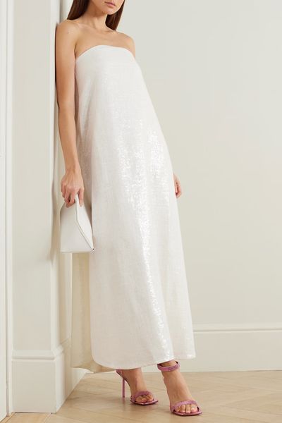 Strapless Sequin-Embellished Woven Maxi Dress