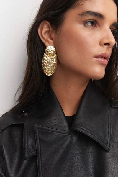 Earrings With Crystal Relief, AED 119 | Mango