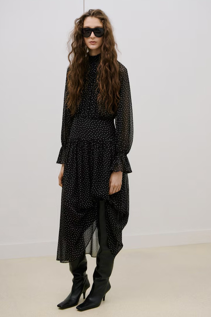 Polka Dot Dress With Puffed Sleeves from Mango