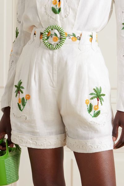 Belted Embroidered Broderie Anglaise Linen Shorts from Farm Rio